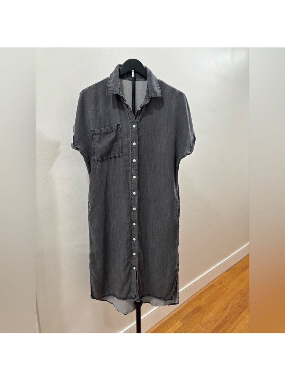 120. Dark Gray Denim Shirt Dress